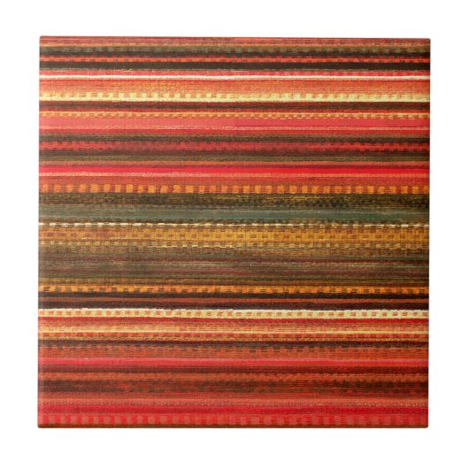 Material Textile Stripes Red Orange and Green タイル (正面)