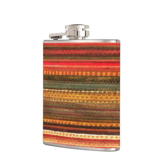 Material Textile Stripes Red Orange and Green フラスク (左)