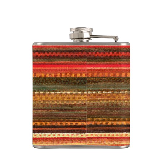 Material Textile Stripes Red Orange and Green フラスク (裏面)