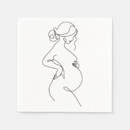 Maternal Elegance: Pregnant Women Line Art スタンダードカクテルナプキン