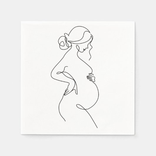 Maternal Elegance: Pregnant Women Line Art スタンダードカクテルナプキン (正面)