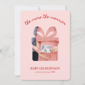 Maternity Christmas Card Pink & Red Modern Photo シーズンカード (正面)