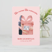 Maternity Christmas Card Pink & Red Modern Photo シーズンカード (スタンド正面)