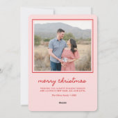 Maternity Christmas Card Pink & Red Modern Photo シーズンカード (裏面)
