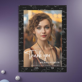 Mathモダン Script写真の卒業 サンキューカード