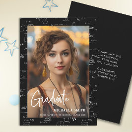 Mathモダン Script写真の卒業 案内状