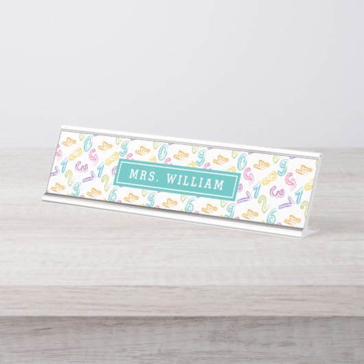 Math先生名かわいい数字のパターン デスクネームプレート (正面)