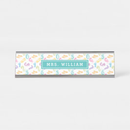 Math先生名かわいい数字のパターン デスクネームプレート