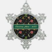 Math先生 – 数学記号パターンSnowfla スノーフレークピューターオーナメント (正面)