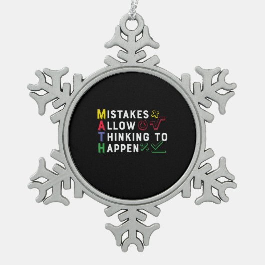 Math先生Math Allowedの実行 スノーフレークピューターオーナメント (正面)