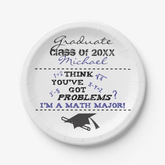 Math おもしろい Graduation Add Name紙プレート ペーパープレート (正面)