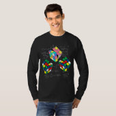Math カラフル Triple Geometric Cubesの操作 Tシャツ (正面フル)