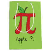 Math Apple Pi Symbol先生かわいい漫画 ミディアムペーパーバッグ (正面)