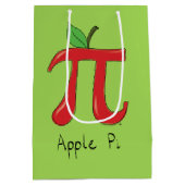 Math Apple Pi Symbol先生かわいい漫画 ミディアムペーパーバッグ (裏面)