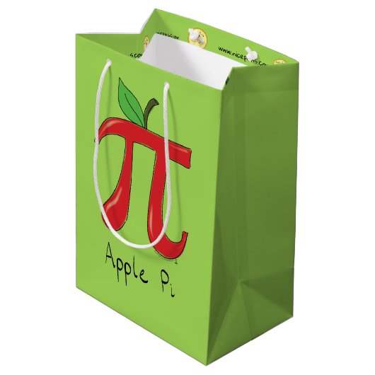 Math Apple Pi Symbol先生かわいい漫画 ミディアムペーパーバッグ (裏面アングル)