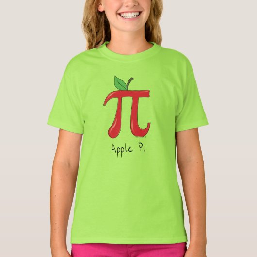Math Apple Pi Symbol先生かわいい漫画 Tシャツ (正面)