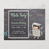 Math Black 図解入りの、写真付きの Calculator Kid招待状 ポストカード (正面)