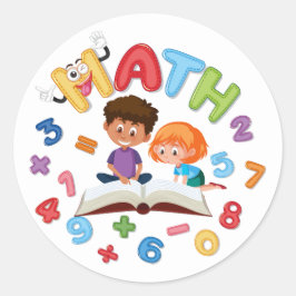 Math Cartoonのステッカラフルカー ラウンドシール