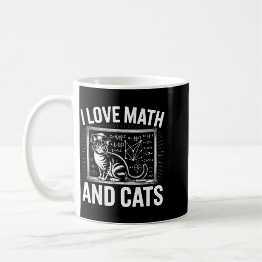 Math Cat Lover Funny Math Teacher I Love Math And コーヒーマグカップ (左)