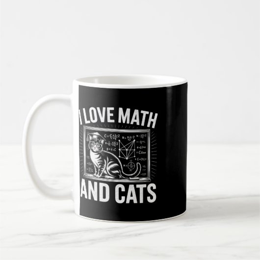 Math Cat Lover Funny Math Teacher I Love Math And コーヒーマグカップ (左)