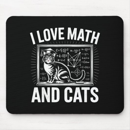 Math Cat Lover Funny Math Teacher I Love Math And  マウスパッド (正面)