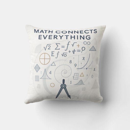 Math Connects Everything Throw Pillow Gift for Mat クッション (裏面)