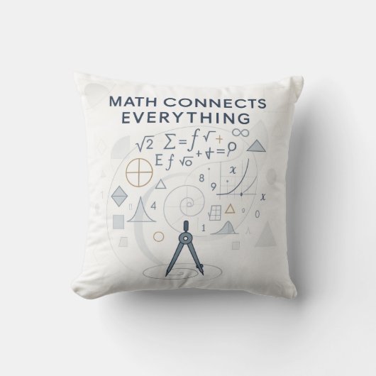 Math Connects Everything Throw Pillow Gift for Mat クッション (正面)