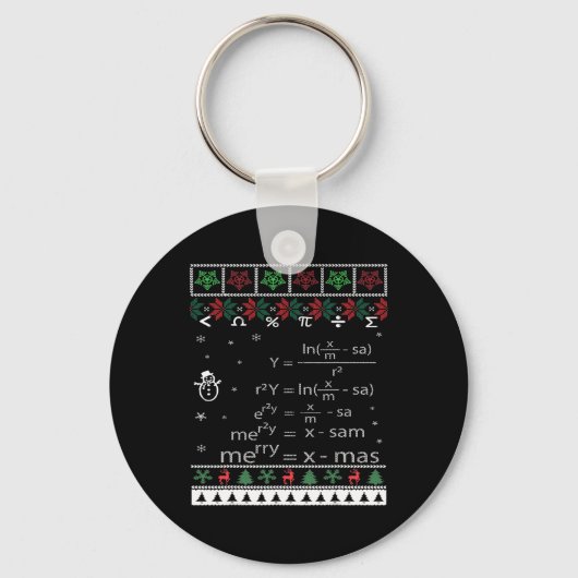 Math EqおもしろいのMath先生クリスマスメリークリスマス キーホルダー (正面)