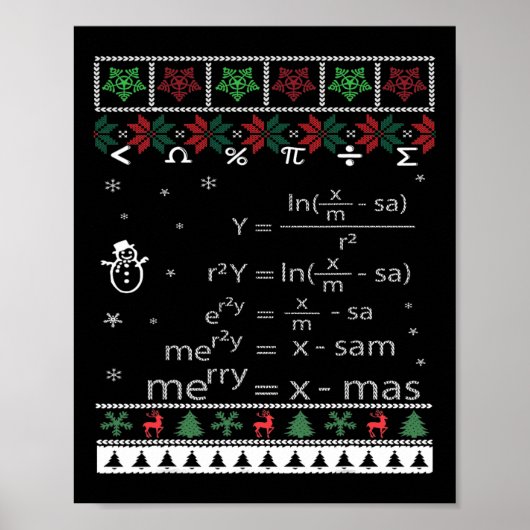 Math EqおもしろいのMath先生クリスマスメリークリスマス ポスター (正面)