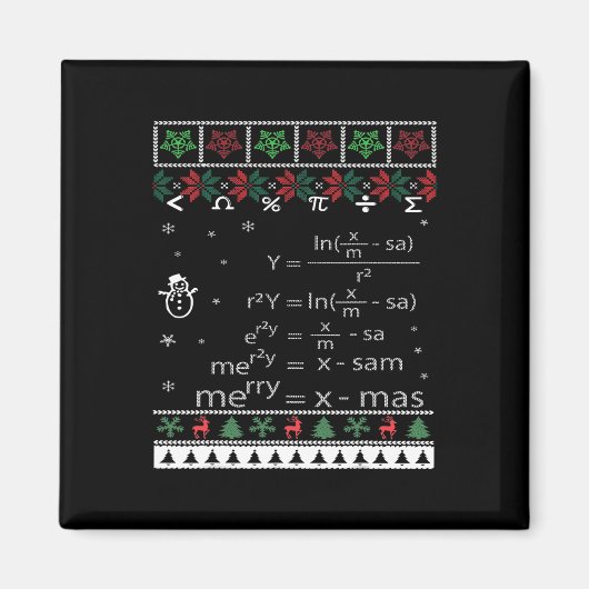 Math EqおもしろいのMath先生クリスマスメリークリスマス マグネット (正面)