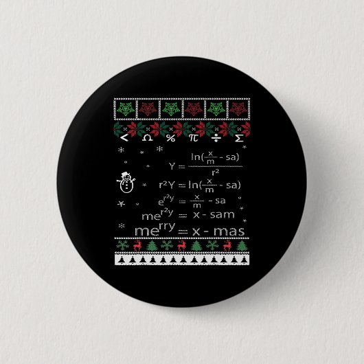 Math EqおもしろいのMath先生クリスマスメリークリスマス 缶バッジ (正面)