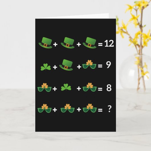 Math Equation Funny St Patricks Day Teacher 1  カード (黄色い花)