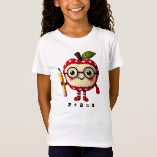 Math Equation Kidsを使用した可愛い赤いアップルキャラクター Tシャツ