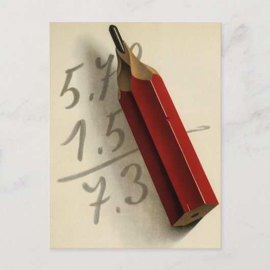 Math Equation with Red Pencil, ヴィンテージ・ビジネス ポストカード (正面)