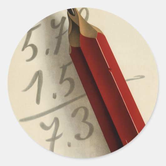 Math Equation with Red Pencil, ヴィンテージ・ビジネス ラウンドシール (正面)