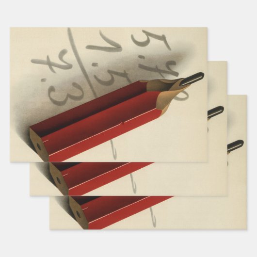 Math Equation with Red Pencil, ヴィンテージ・ビジネス ラッピングペーパーシート (セット)