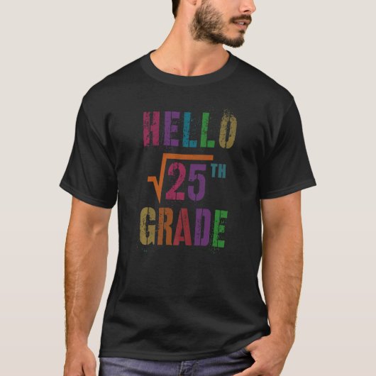 Math Hello 5th Gradeスクエアルート25スタッド先生S Tシャツ (正面)