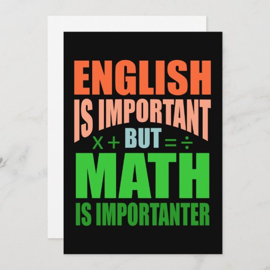 Math Is Importanter Teacher Mathematic Maths 招待状 (正面/裏面)