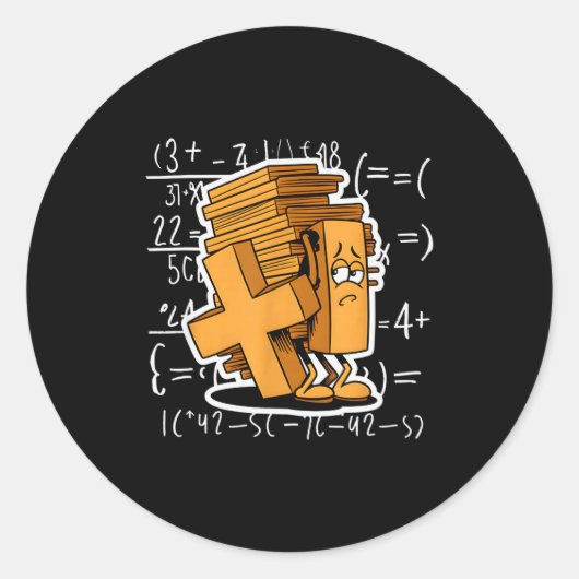 Math Overload Funny Equation Cartoon  ラウンドシール (正面)