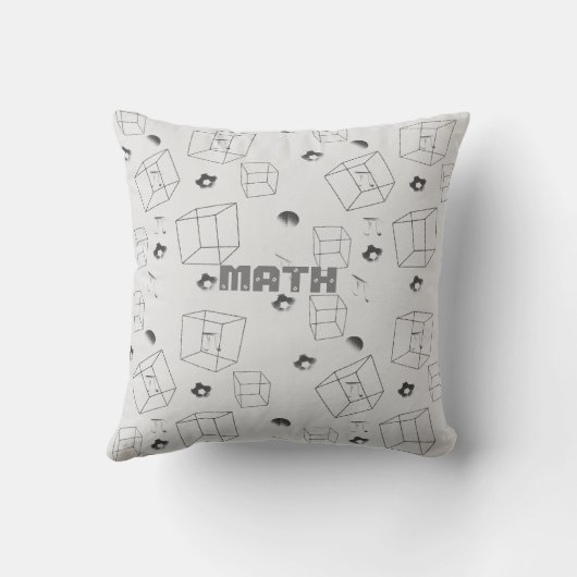 Math Pattern Black And Whiteデザイン クッション (裏面)