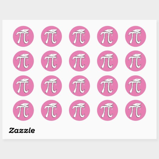 Math Pi Graduate PINK Pi Grad Stickers ラウンドシール (シート)