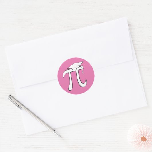 Math Pi Graduate PINK Pi Grad Stickers ラウンドシール (封筒)