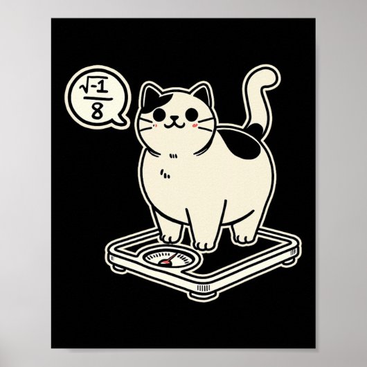 Math Pun Cat i Overate I Over 8 Math おもしろい先生 ポスター (正面)