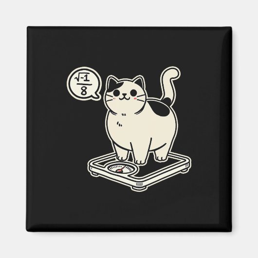 Math Pun Cat i Overate I Over 8 Math おもしろい先生 マグネット (正面)
