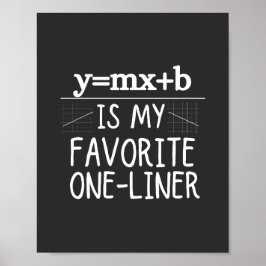 Math Pun One-Liner線数式：私は一行好きだ ポスター