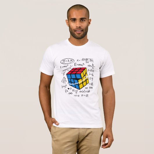 Math Rubik Cube Geometry Formula Nerd Aesthetic Tシャツ (正面フル)