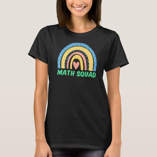 Math Squad Boho Rainbow Student Math先生戻る Tシャツ (正面)
