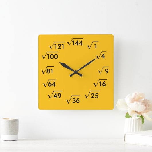 Math Square Root Wall Clock スクエア壁時計 (ホーム)