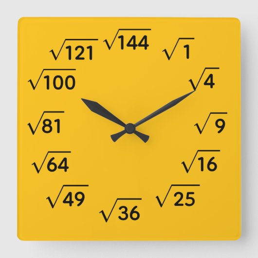 Math Square Root Wall Clock スクエア壁時計 (正面)
