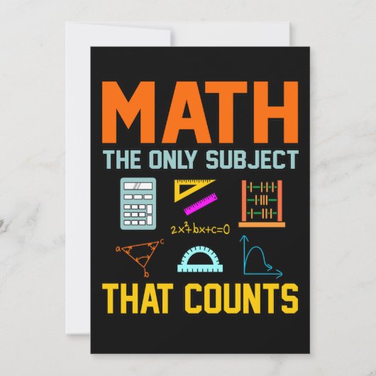 Math Subject Counts Mathematic Maths Teacher 招待状 (正面)